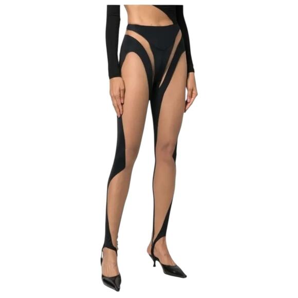Mugler Rodeo sheer-panelled stirrup leggings size 2 - Picture 2 of 9